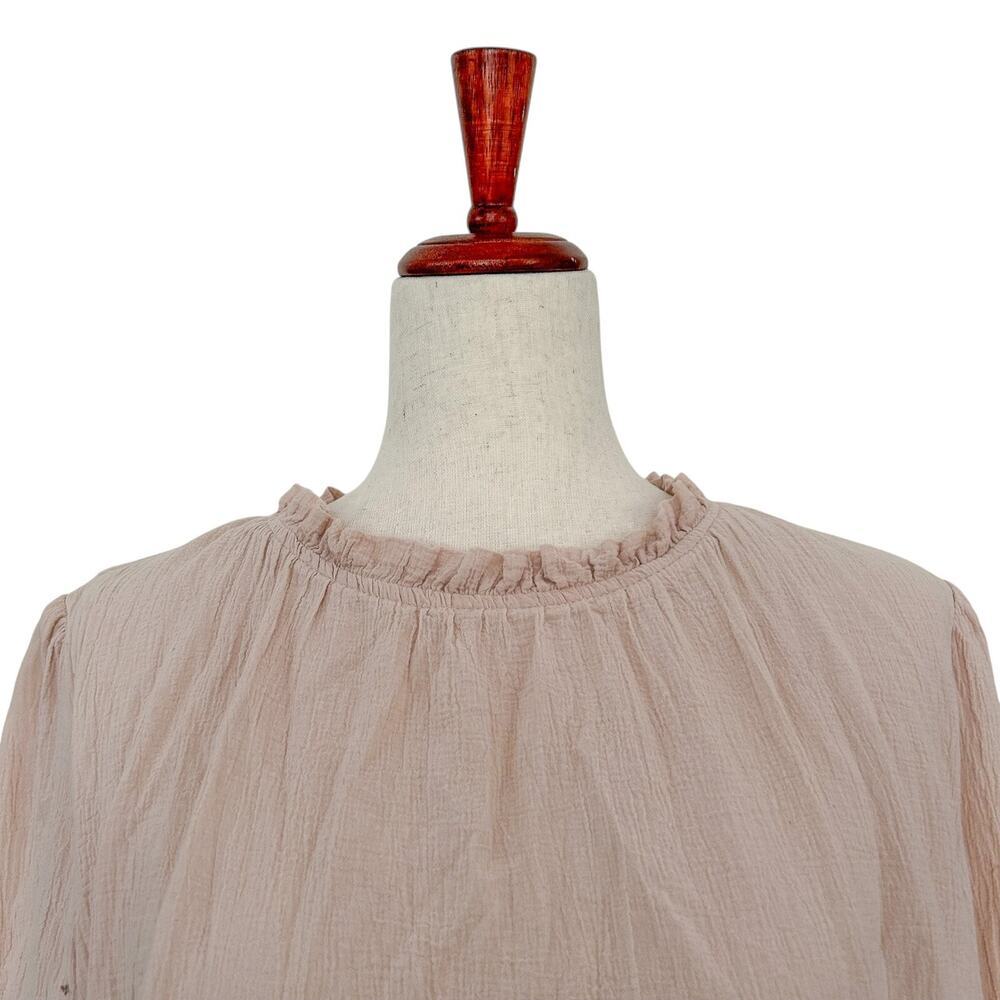 &Merci Blouse Size Large Tricolor Ruffled Blouse Southern Preppy Boho Colorblock - Picture 3 of 11